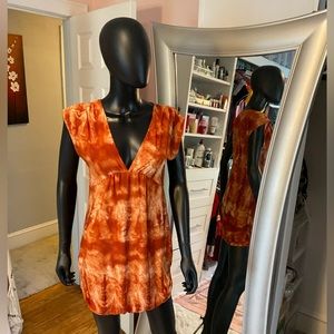 Orange tie-dye mini skirt size small